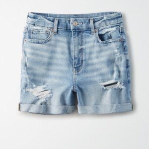AE Stretch Curvy Denim Mom Shorts - Indigo Acid Destroy - Size 2 Curvy